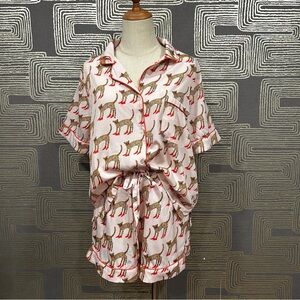 BOUFFANTS & BROKEN HEARTS Cheetah in Heels Notch Collar Shorty Set